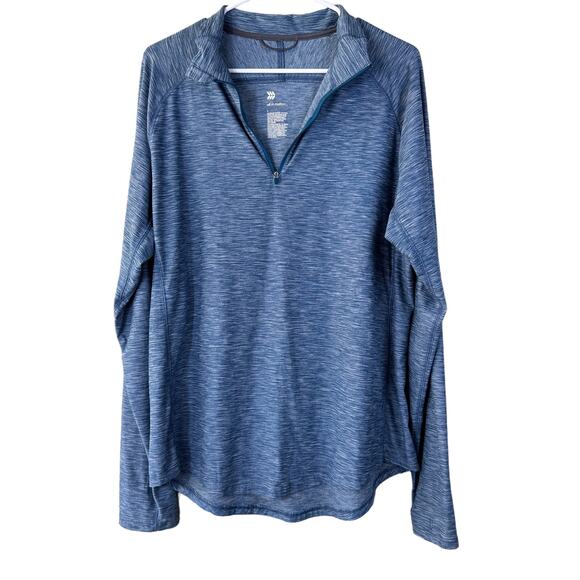 All In Motion Men’s Sz: L Blue Pull Over Quarter Zip Workout Long Sleeve Shirt - Picture 1 of 13